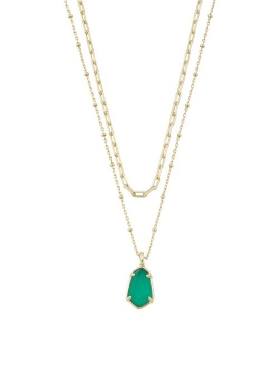 Kendra Scott Jewelry - KENDRA SCOTT Gold Alexandria Green Glass Multi-strand Necklace